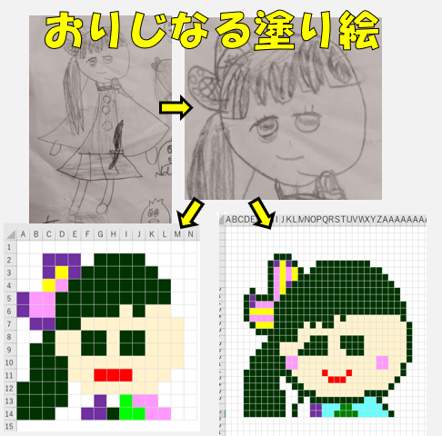 Excelでオリジナル塗り絵やパーラービーズの画材を作る方法 おりんやブログ